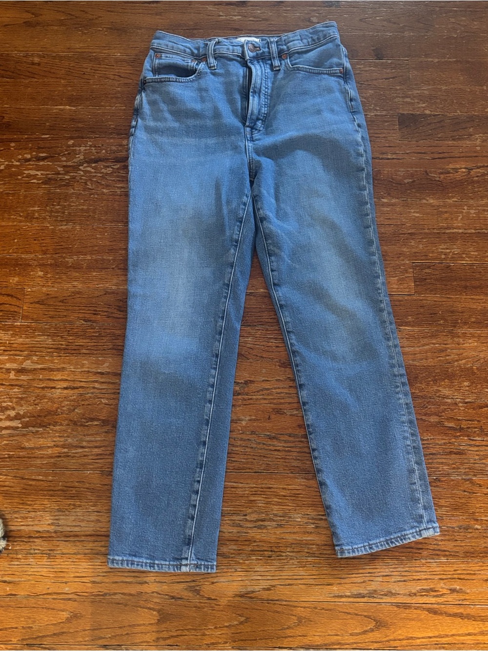 Madewell Women's Cropped Straight-Leg Jeans in Medium Blue Denim Size 27